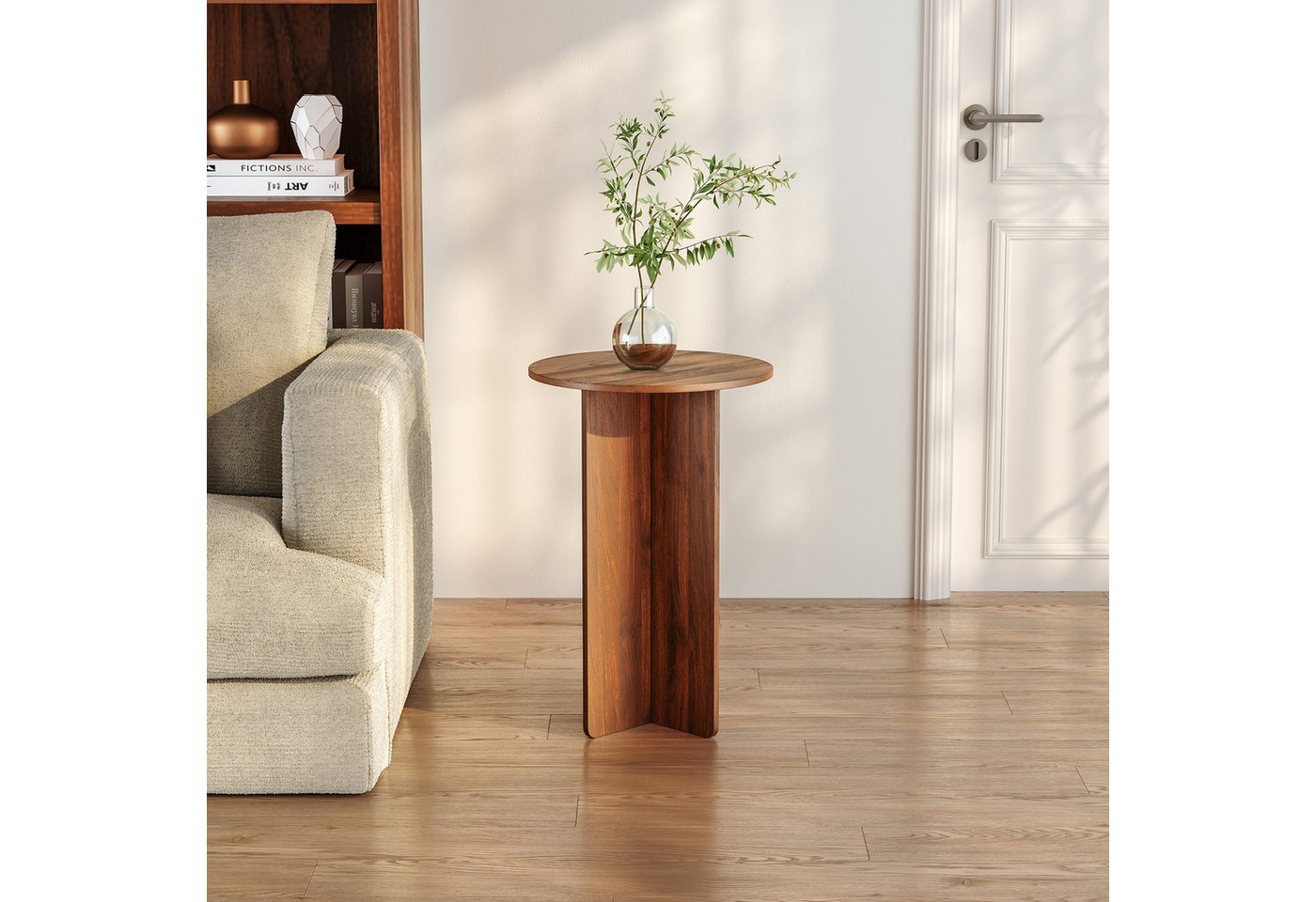 en.casa Beistelltisch, »Vappevn« 60 x Ø40 cm rund Walnussoptik – Bild 3 von 5