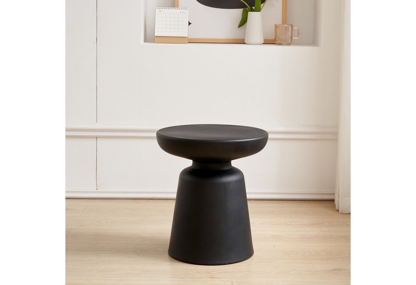 en.casa Beistelltisch, »Posio« Sofatisch 44xØ40 cm Kunststoff rund Pilzform Schwarz – Bild 2 von 5