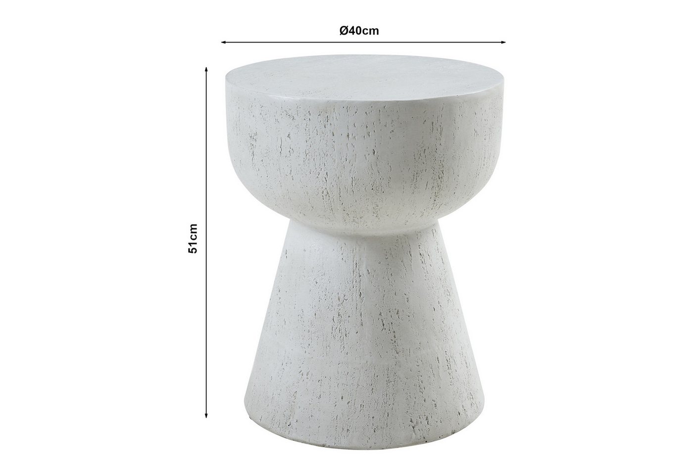 en.casa Beistelltisch, »Oulvepijanse« Leichtbeton fertig montiert 51xØ40 cm Weiß – Bild 4 von 5