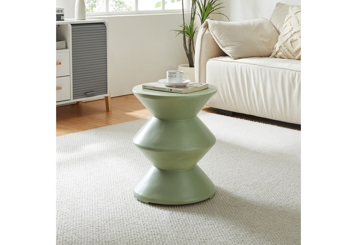 en.casa Beistelltisch, »Kyppeslo« 47xØ37 cm Indoor Outdoor Leichtbeton Mintgrün – Bild 2 von 5