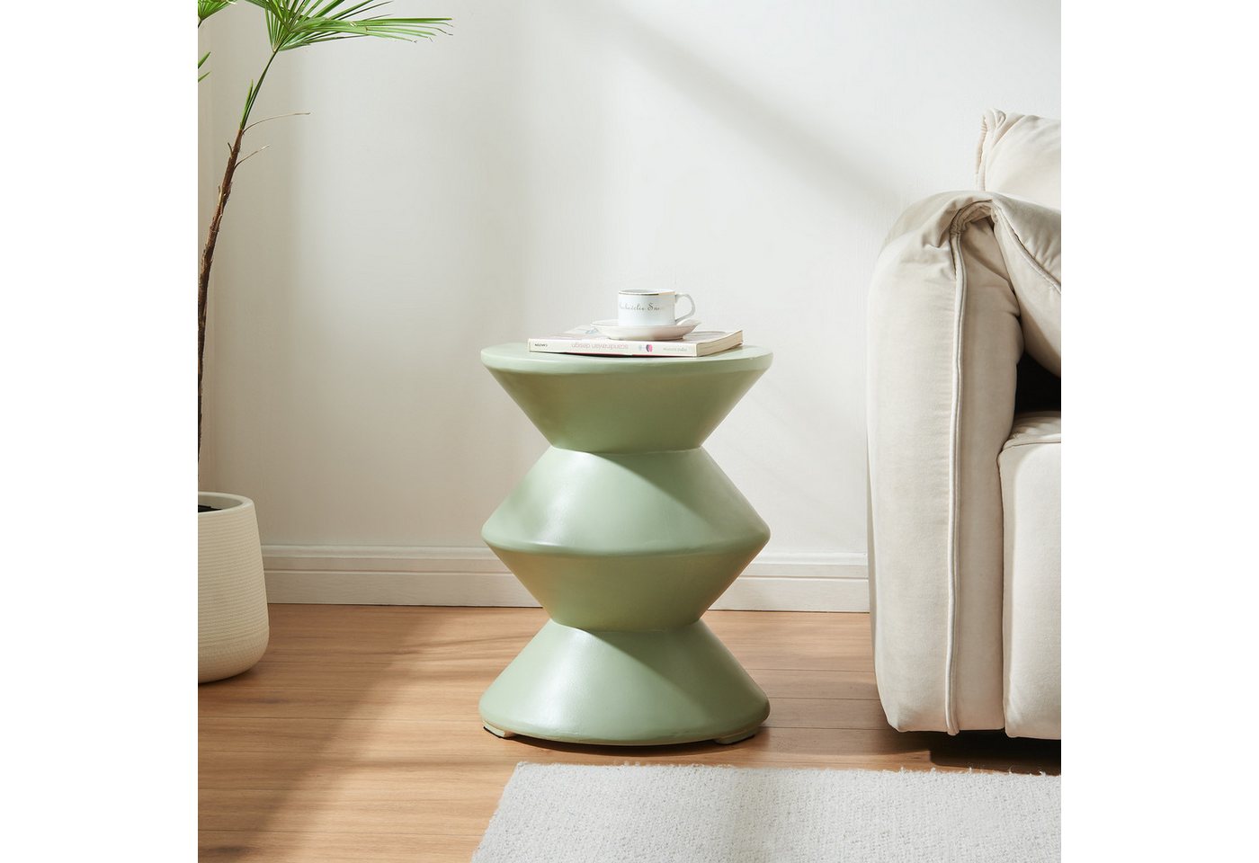 en.casa Beistelltisch, »Kyppeslo« 47xØ37 cm Indoor Outdoor Leichtbeton Mintgrün – Bild 3 von 5