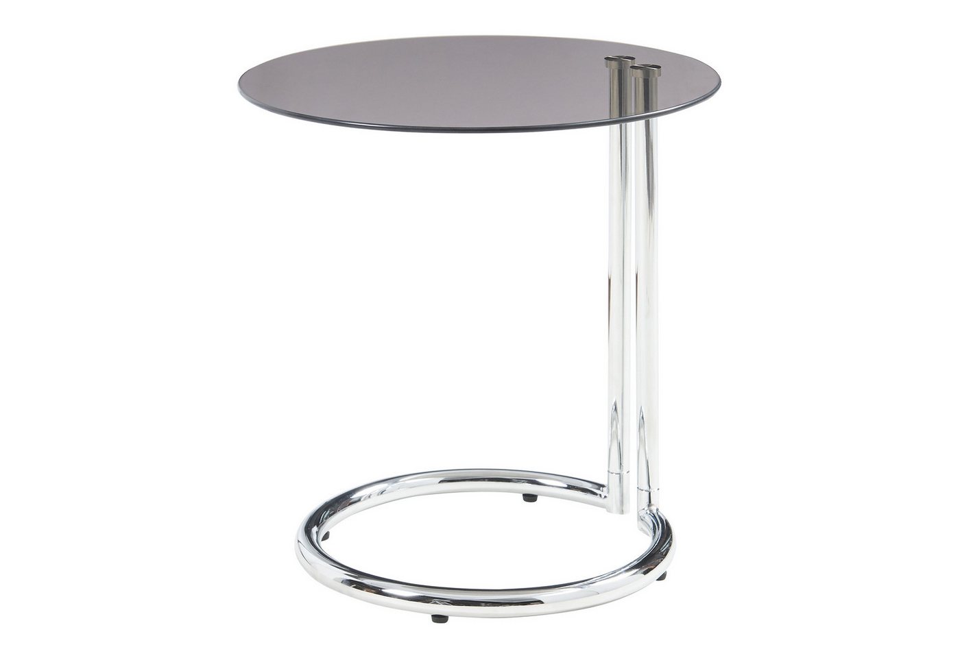 en.casa Beistelltisch, »Ylivieska« mit Glasplatte 46 x Ø45 cm rund Chrom/Bronzeglas – Bild 3 von 5