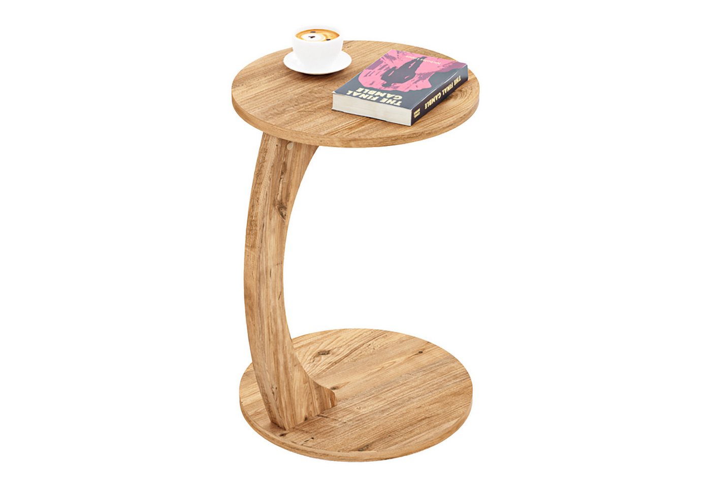en.casa Beistelltisch, »Holeby« C-Form mit 4 Rollen rund 56 x Ø 38 cm Holzoptik – Bild 5 von 5