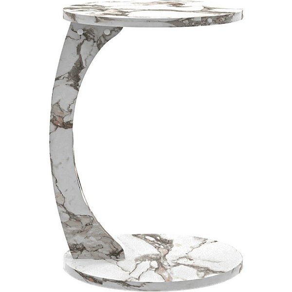 en.casa Beistelltisch, »Holeby« C-Form mit 4 Rollen rund 56xØ38 cm Marmoroptik, cremeweiß