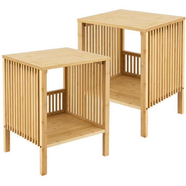 en.casa Beistelltisch (2-St., 2er Set), »Varde« 2er Set Bambus