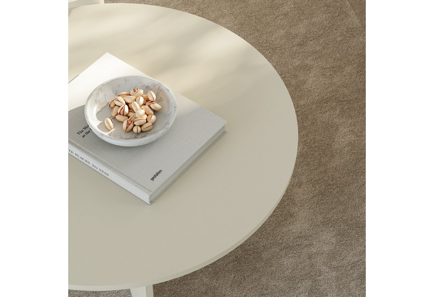 en.casa Beistelltisch (2-St), »Verummetka« rund Sandfarben (Oatmeal) – Bild 3 von 5