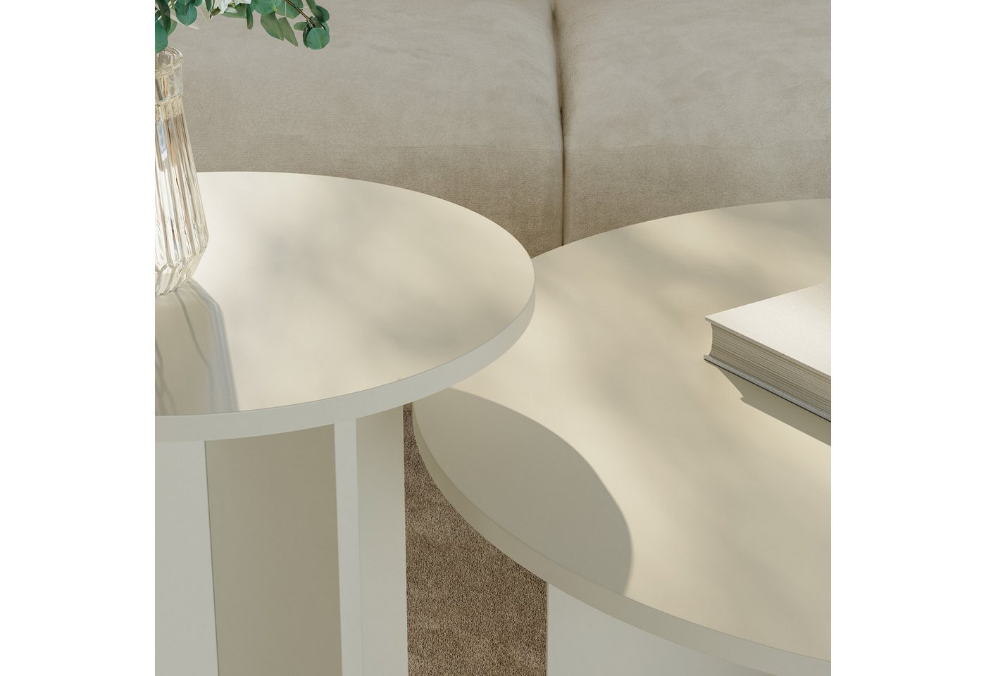 en.casa Beistelltisch (2-St), »Verummetka« rund Sandfarben (Oatmeal) – Bild 4 von 5