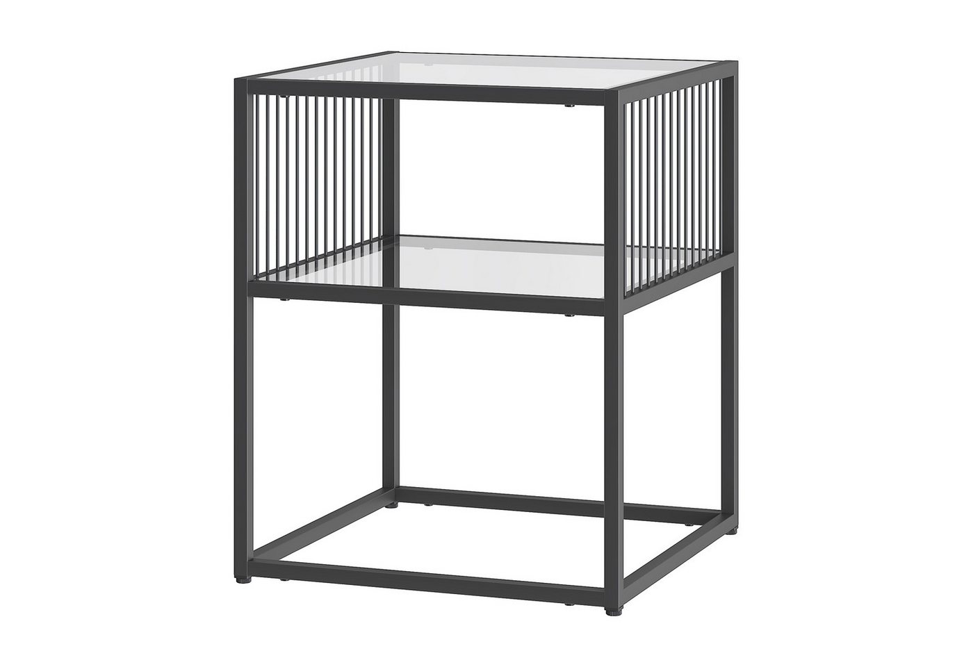 en.casa Beistelltisch, »Tronevn« mit Glasplatte Stahl 50 x 40 x 40 cm Schwarz – Bild 4 von 5