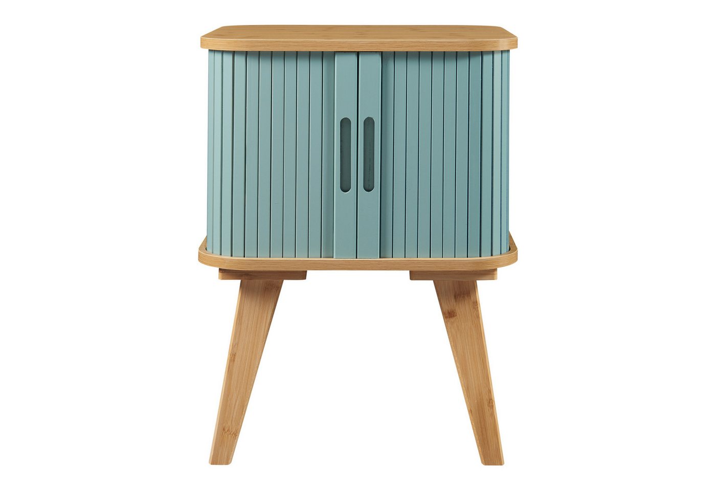 en.casa Beistelltisch, »Tysvær« mit 2 Schiebetüren 59 x 45 x 45 cm Bambus/Blau – Bild 5 von 5