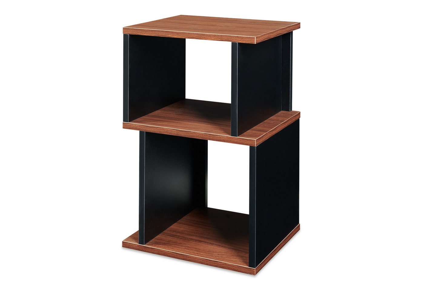 en.casa Beistelltisch, »Trond« mit 2 offenen Fächern 50 x 33 x 29 cm Schwarz/Walnussoptik – Bild 2 von 5