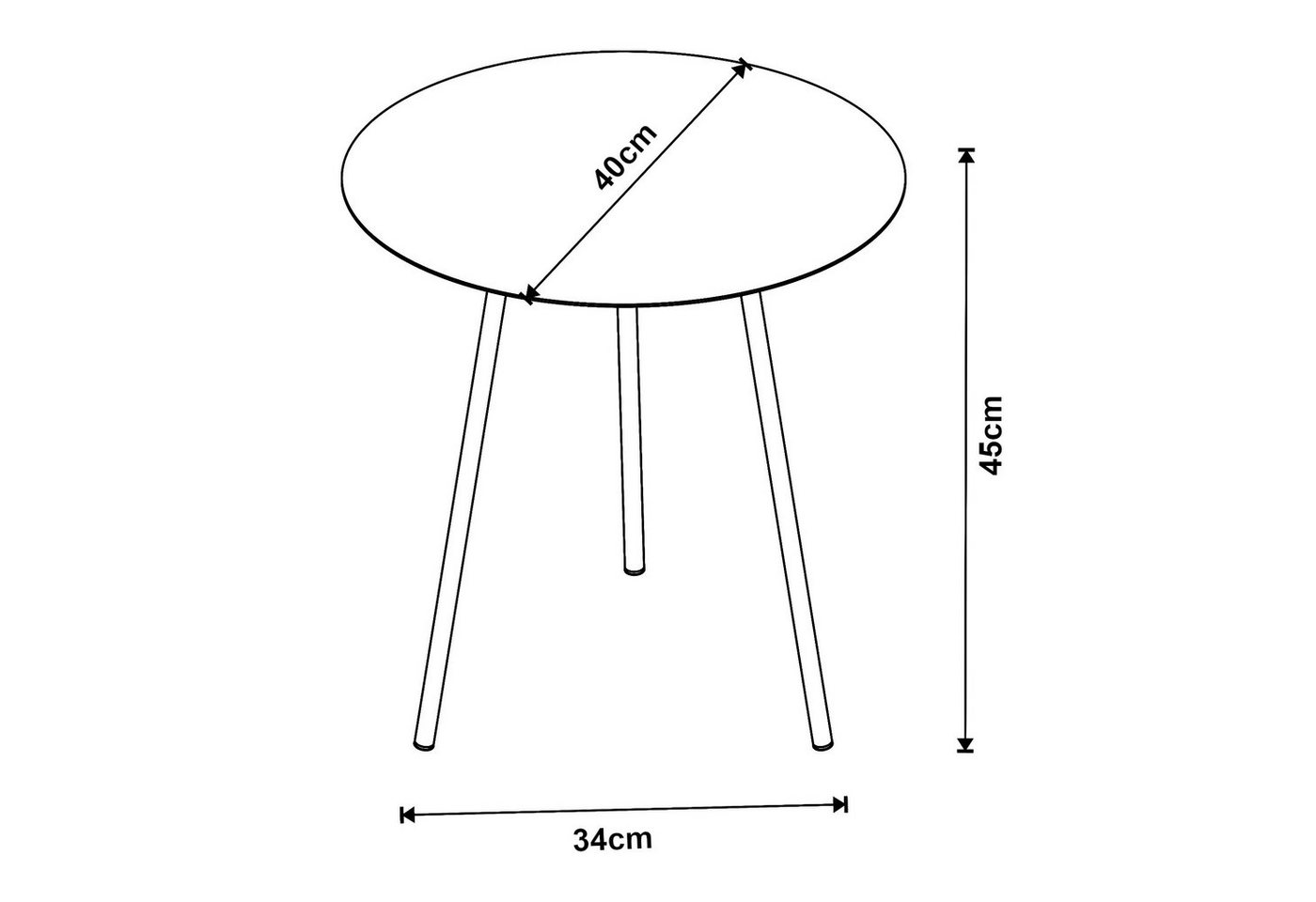 en.casa Beistelltisch, »Sula« aus Metall Schwarz 45xØ40cm – Bild 3 von 5