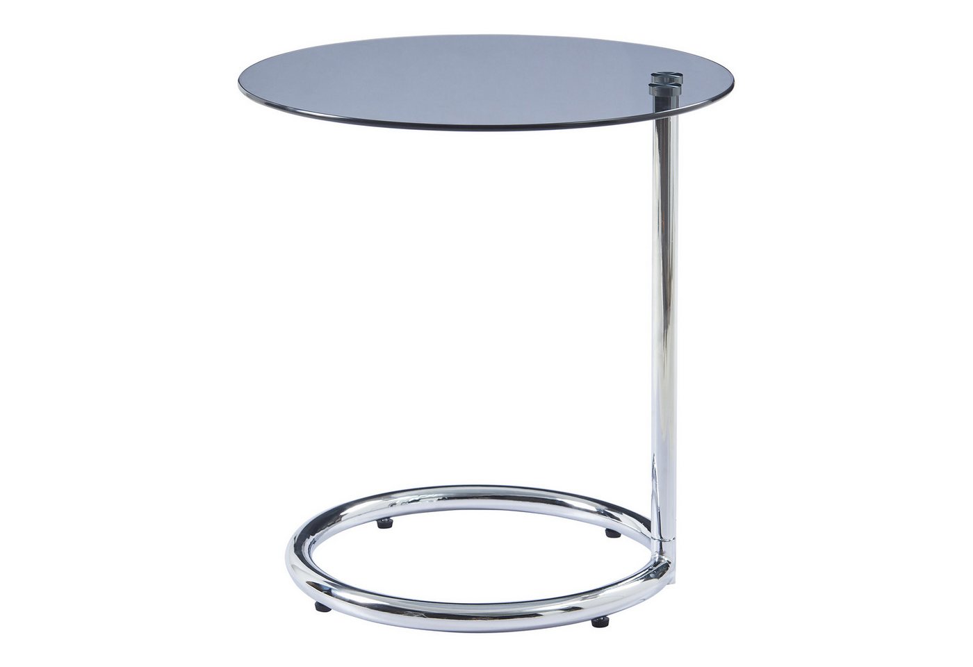 en.casa Beistelltisch, »Ylivieska« mit Glasplatte 46 x Ø45 cm rund Chrom/Grauglas – Bild 5 von 5