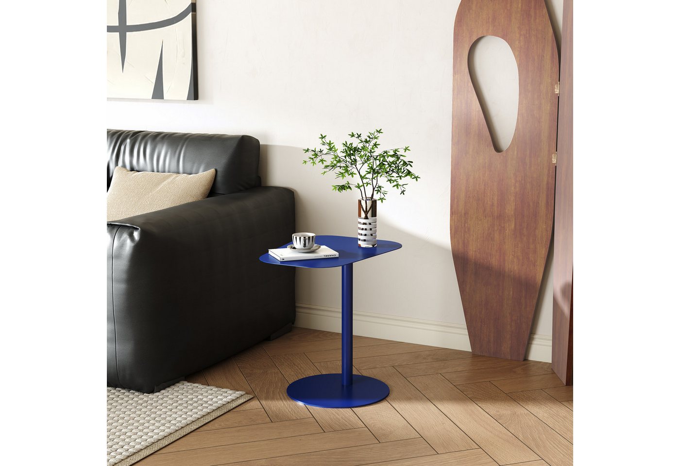 en.casa Beistelltisch, »Nastätten« Balkontisch aus Metall 50 x 50 x 38 cm Dunkelblau – Bild 5 von 5