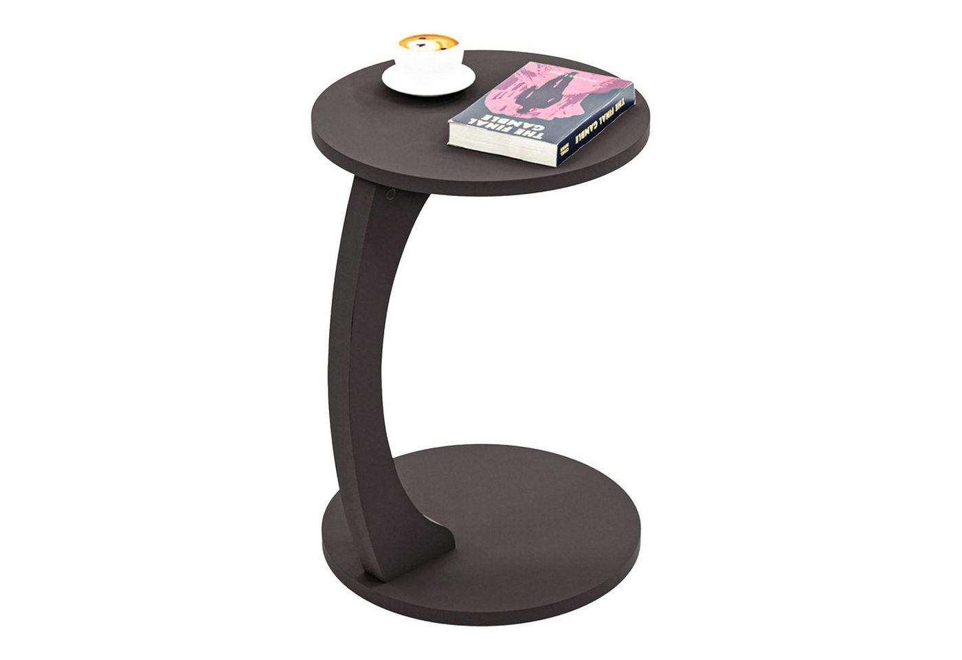 en.casa Beistelltisch, »Holeby« C-Form mit 4 Rollen rund 56 x Ø 38 cm Grau – Bild 5 von 5