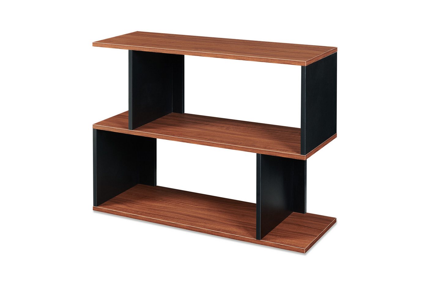 en.casa Beistelltisch, »Trond« mit 2 offenen Fächern 80 x 29 x 60 cm Schwarz/Walnussoptik – Bild 2 von 5