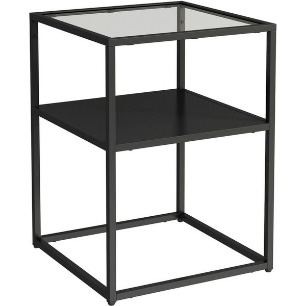 en.casa Beistelltisch, »Solund« Stahl Glas 55 x 40 x 40 cm Schwarz, matt