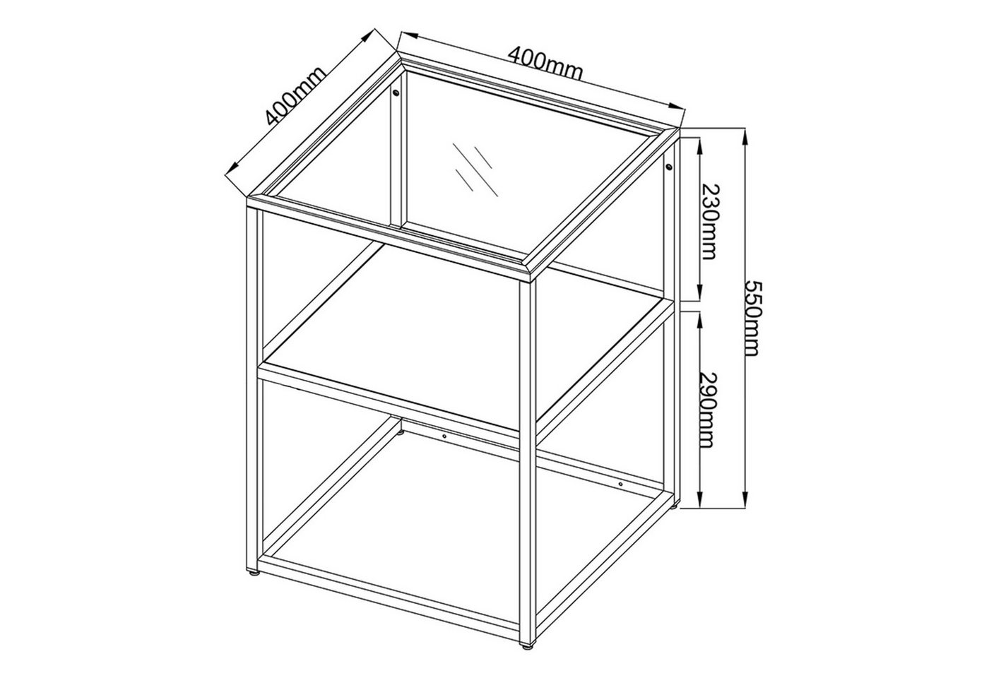 en.casa Beistelltisch, »Solund« Stahl Glas 55 x 40 x 40 cm Schwarz, matt – Bild 4 von 5