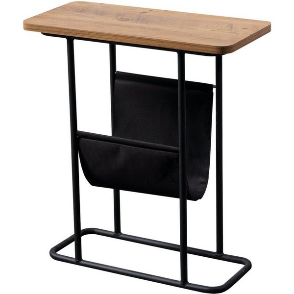 en.casa Beistelltisch, Bov Couchtisch mit Stauraum Schwarz/Walnuss-Optik
