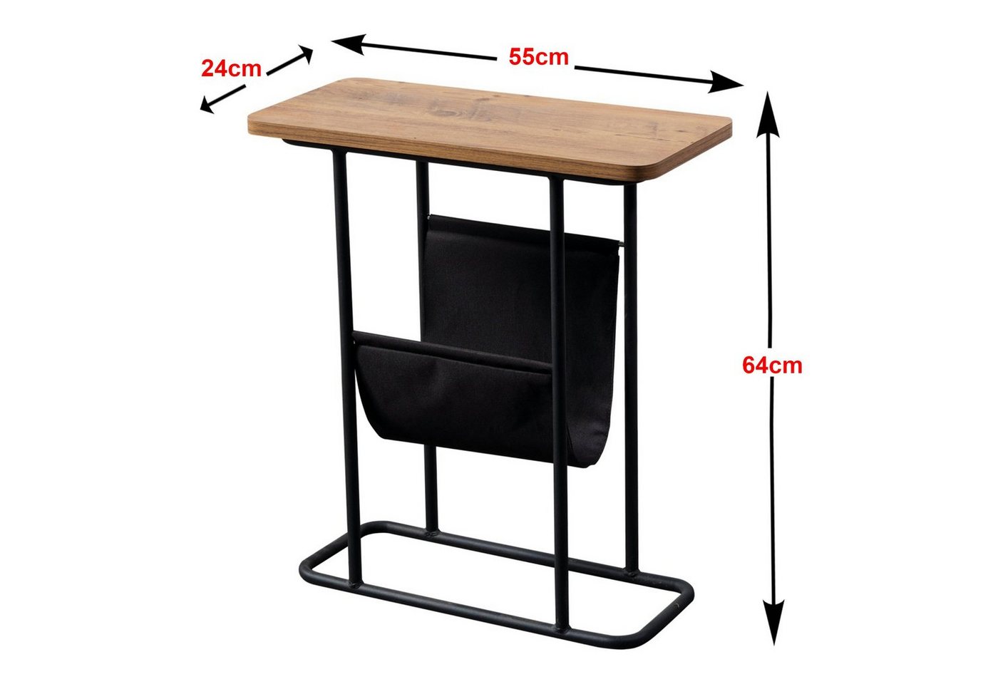 en.casa Beistelltisch, Bov Couchtisch mit Stauraum Schwarz/Walnuss-Optik – Bild 4 von 5