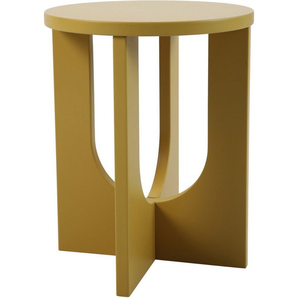 en.casa Beistelltisch, »Kysdajore« rund MDF 50 x Ø40 cm Senfgelb