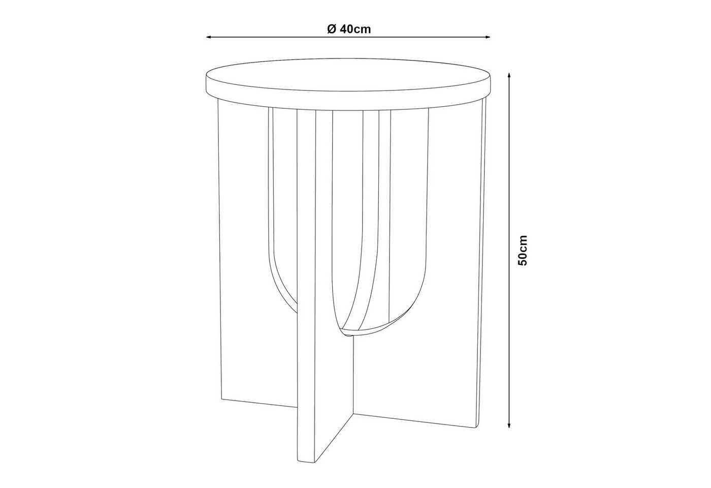 en.casa Beistelltisch, »Kysdajore« rund MDF 50 x Ø40 cm Senfgelb – Bild 3 von 5