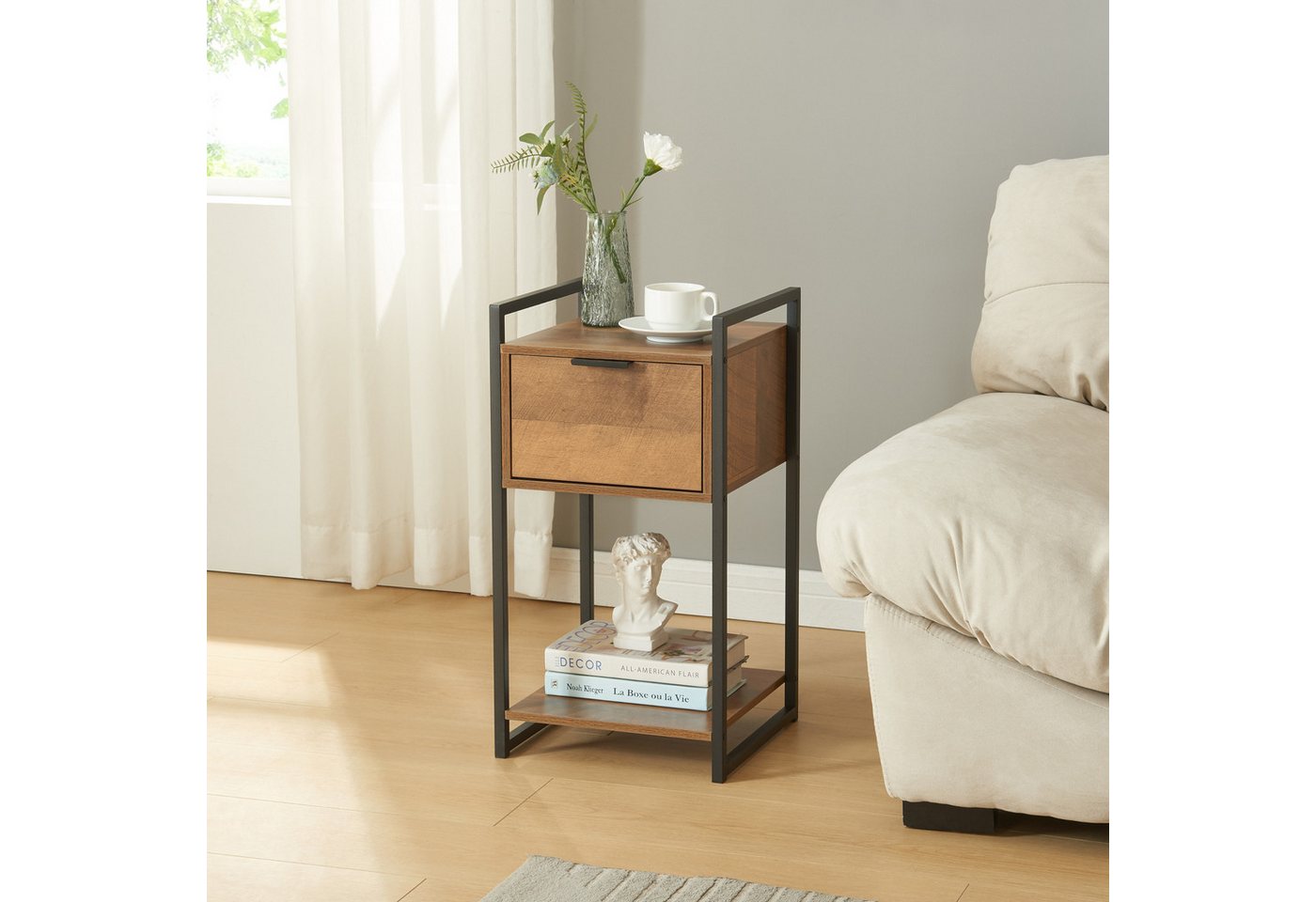 en.casa Beistelltisch, »Namsskogan« 62x33x32cm Walnussoptik – Bild 2 von 5
