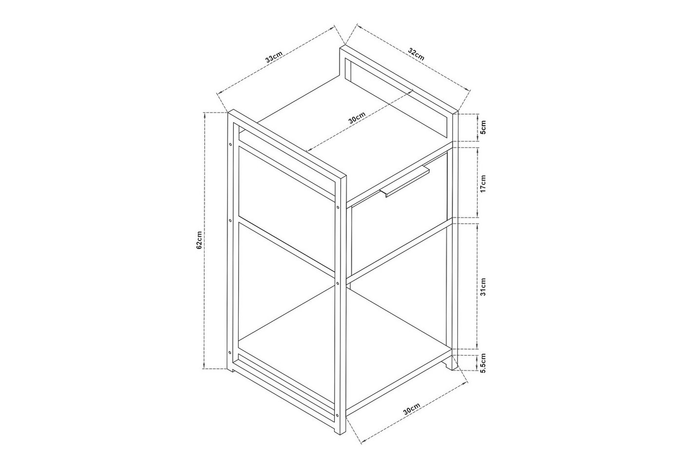 en.casa Beistelltisch, »Namsskogan« 62x33x32cm Walnussoptik – Bild 4 von 5