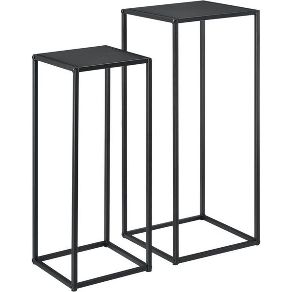 en.casa Beistelltisch, »Barbaricina« Metall 2er Set Säulentische Schwarz