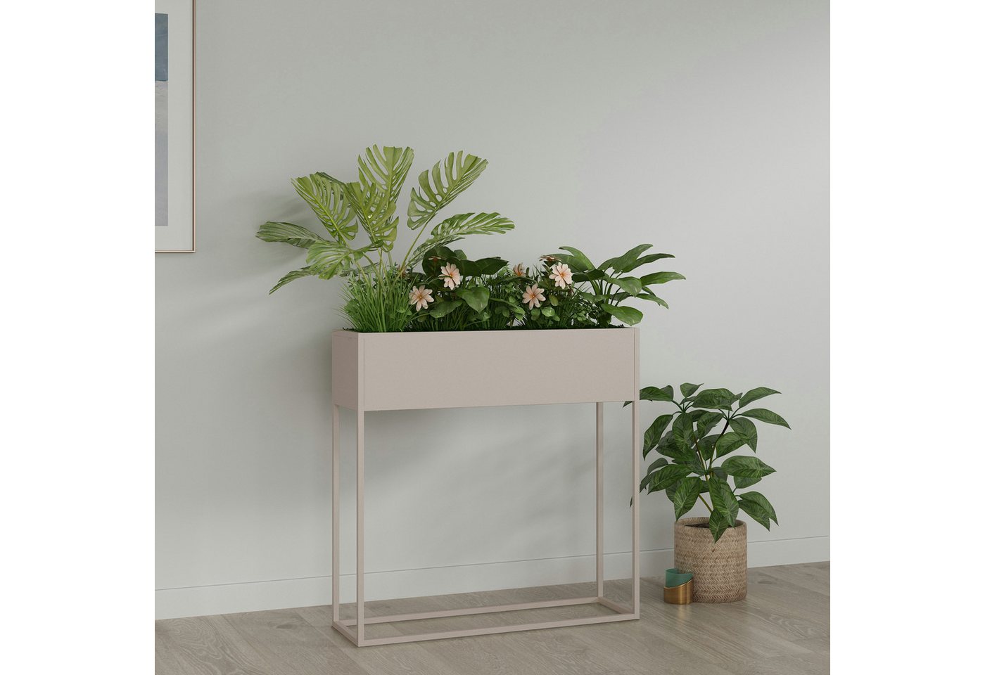 en.casa Blumenkasten, »Joensuu« Hochbeet 80 x 80 x 25 cm Stahl Grau – Bild 2 von 5