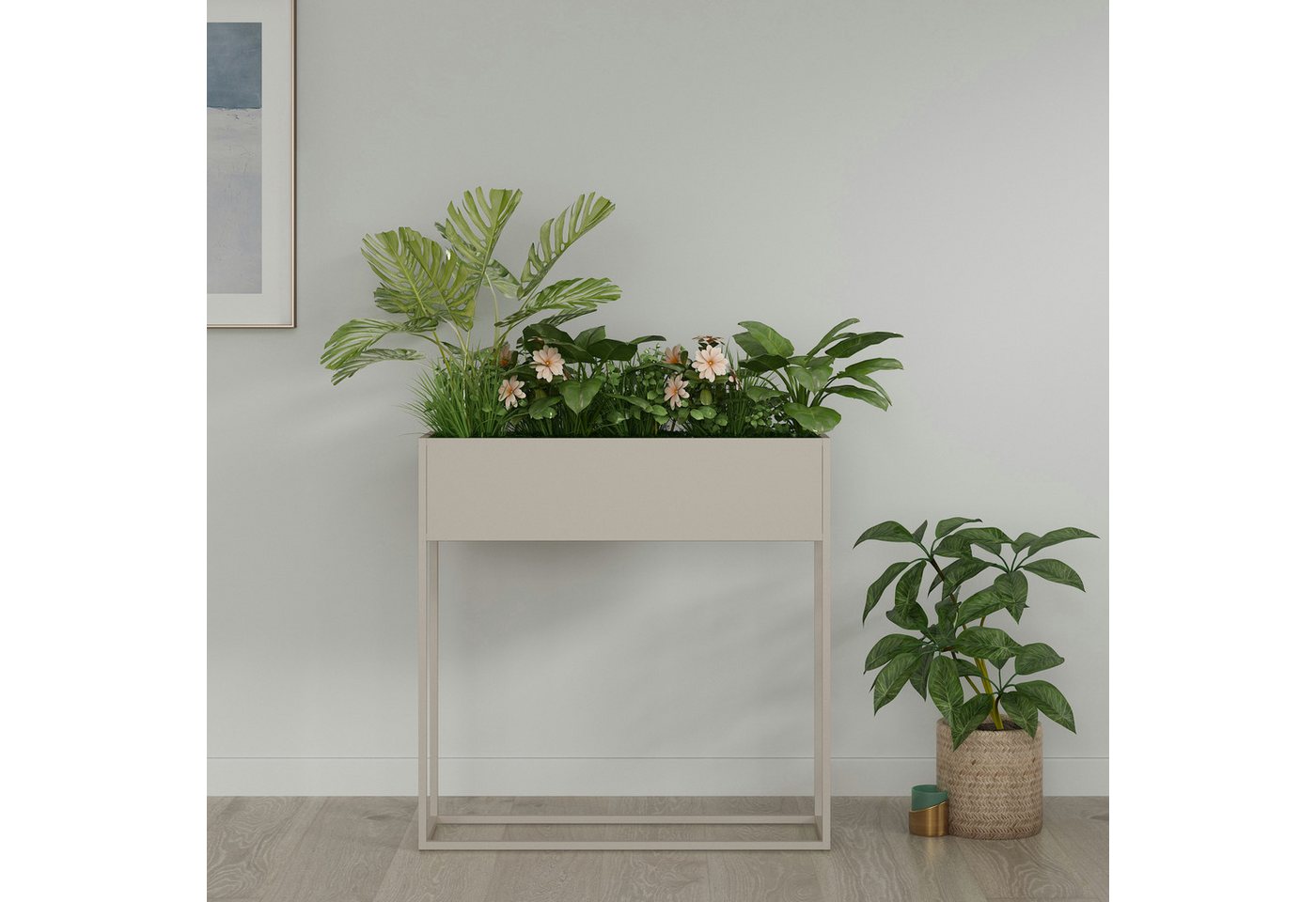 en.casa Blumenkasten, »Joensuu« Hochbeet 80 x 80 x 25 cm Stahl Grau – Bild 3 von 5