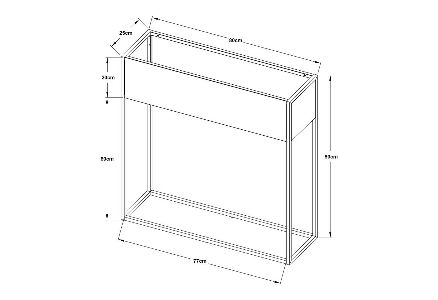 en.casa Blumenkasten, »Joensuu« Hochbeet 80 x 80 x 25 cm Stahl Grau – Bild 5 von 5