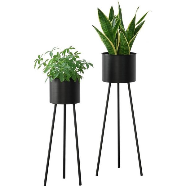 en.casa Blumenständer (2 St), »Dalhem« Blumenkübel 2er Set, Metall, schwarz