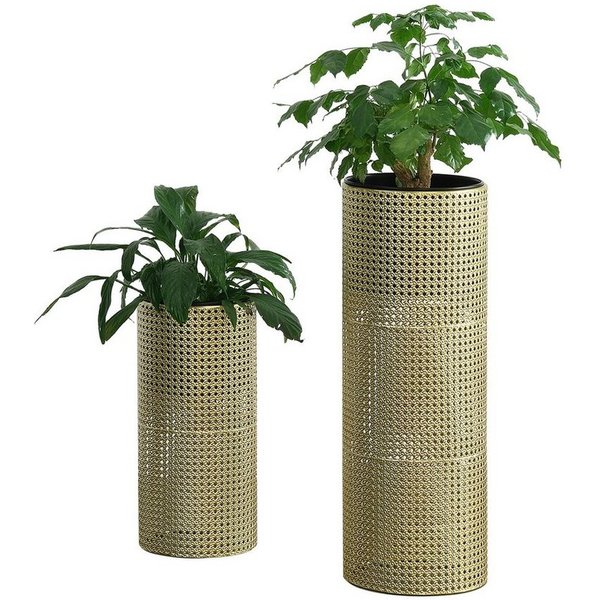 en.casa Blumenständer (2 St), »Lüttich« 2er Set Pflanzenständer Metall Goldfarben/Schwarz