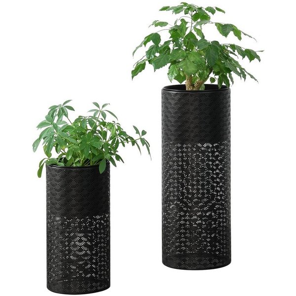 en.casa Blumenständer (2 St), Virton Blumenkübel 2er Set Schwarz