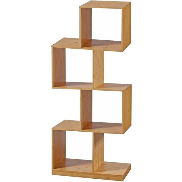 en.casa Bücherregal, »Gullspång« 4 offene Fächer Bambus 130x55x30cm Natur