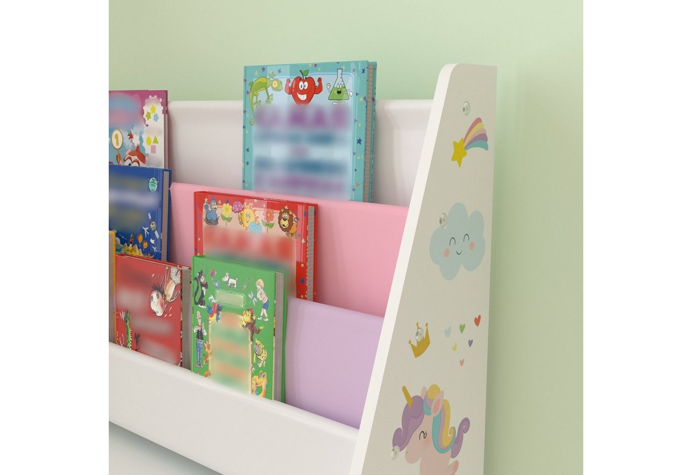 en.casa Bücherregal, »Neda« Kinderregal 74x71x23 cm mit Einhorn-Motiv Weiß/Lila/Rosa – Bild 5 von 5