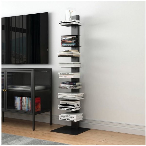 en.casa CD-Regal, Standregal »Eksjö« 150x39x39 cm Schwarz