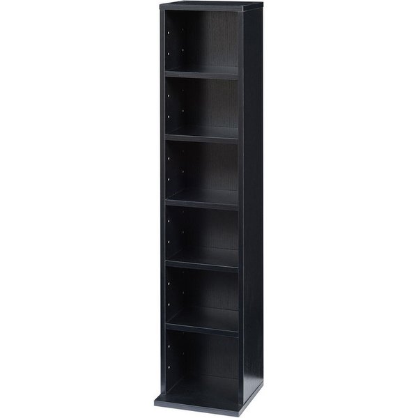 en.casa CD-Regal, »Tynset« 90x20x20 cm Standregal mit 6 Fächern Schwarz