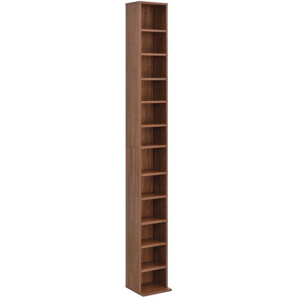 en.casa CD-Regal, »Tynset« 175x20x20 cm mit 12 Fächern Walnussoptik