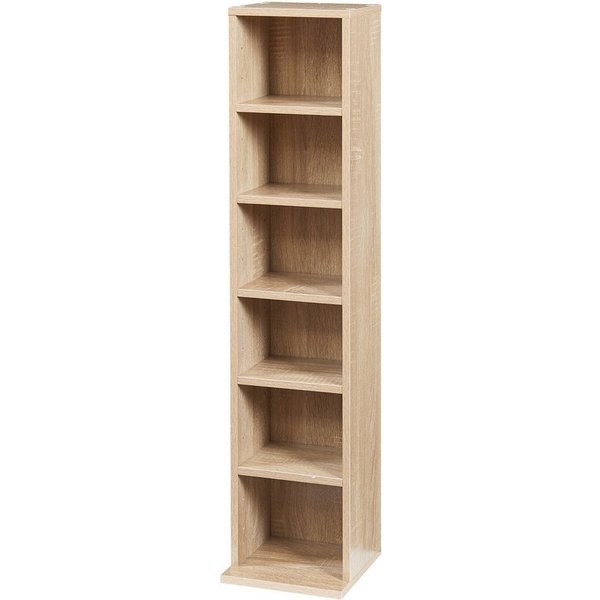en.casa CD-Regal, »Tynset« 90x20x20 cm Standregal mit 6 Fächern Sonoma-Eichenoptik