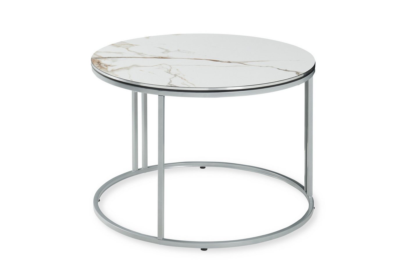 en.casa Couchtisch, Beistelltisch »Aulum« 50 x 70 cm Marmor, Weiß / Silber – Bild 2 von 5