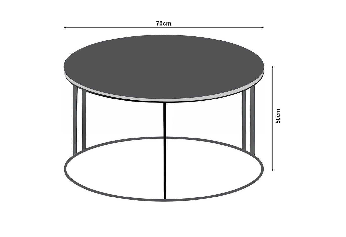 en.casa Couchtisch, Beistelltisch »Aulum« 50 x 70 cm Marmor, Weiß / Silber – Bild 3 von 5