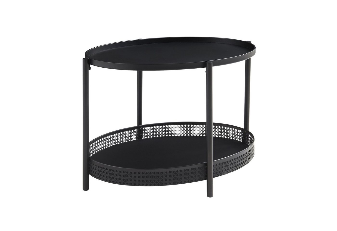 en.casa Couchtisch, »Jäller« Metall oval in Rattan-Optik 66 x 51 x 44 cm Schwarz – Bild 3 von 5