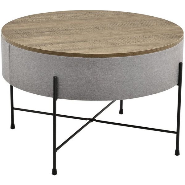 en.casa Couchtisch, Stylischer Couchtisch »Tauranga« Rund Wallnussoptik/Grau