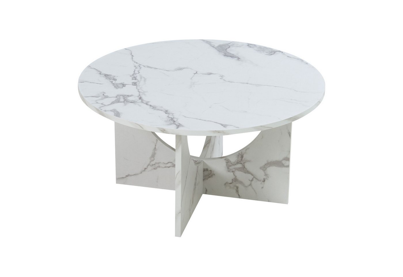 en.casa Couchtisch, »Rindal« rund 80 x 42 cm Marmoroptik, weiß – Bild 4 von 5