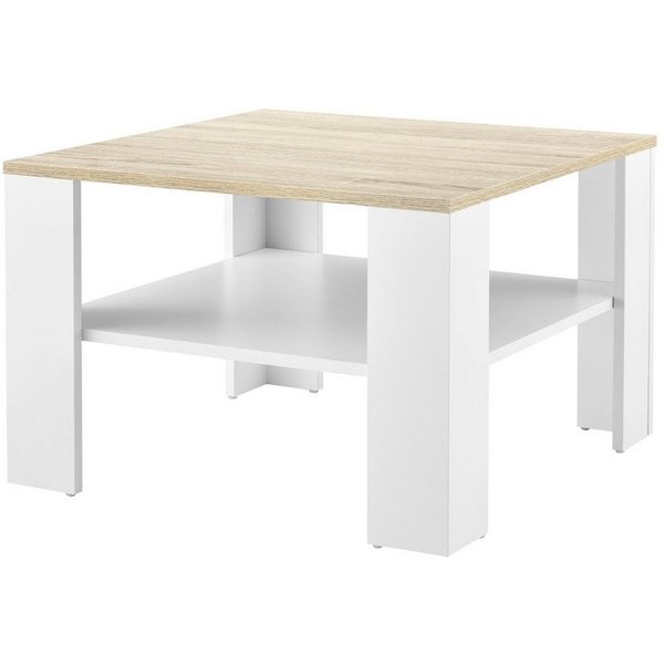 en.casa Couchtisch, »Aachen« Wohnzimmertisch 60x60x40cm Weiß/Eiche-Optik