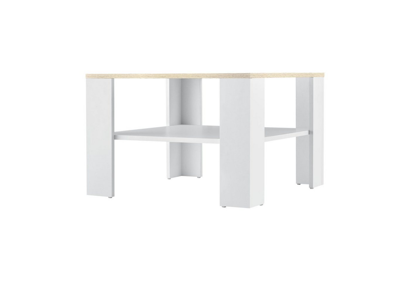 en.casa Couchtisch, »Aachen« Wohnzimmertisch 60x60x40cm Weiß/Eiche-Optik – Bild 3 von 5