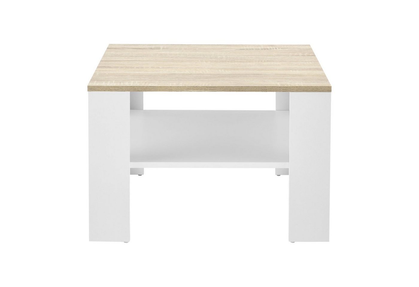 en.casa Couchtisch, »Aachen« Wohnzimmertisch 60x60x40cm Weiß/Eiche-Optik – Bild 4 von 5