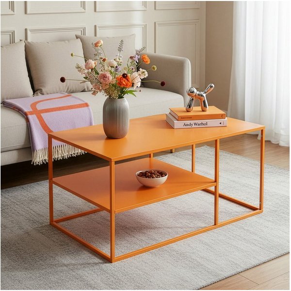 en.casa Couchtisch, »Solund« Beistelltisch Stahl 45x90x60 cm Orange