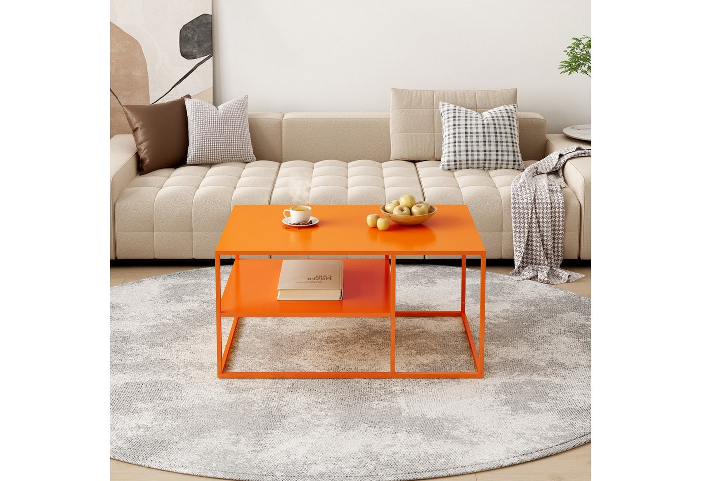 en.casa Couchtisch, »Solund« Beistelltisch Stahl 45x90x60 cm Orange – Bild 2 von 5